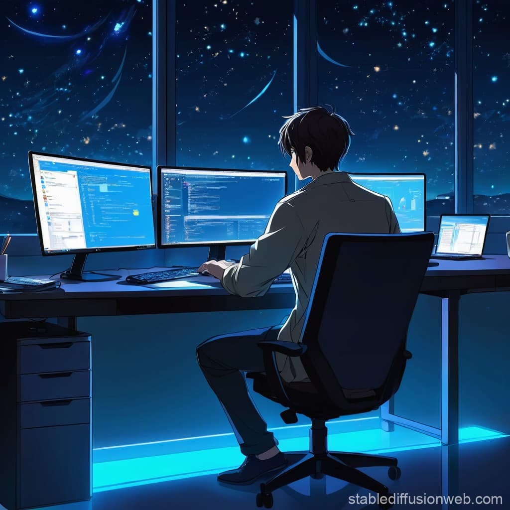 Ayush Dixit coding at night